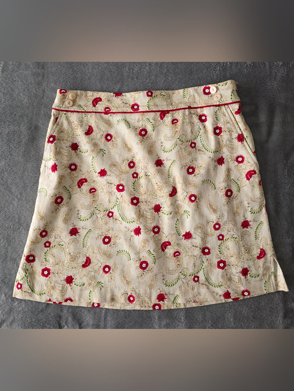 Vintage 90s Y2K EP Pro Floral Paisley Golf Skort Tan Red Sz 8